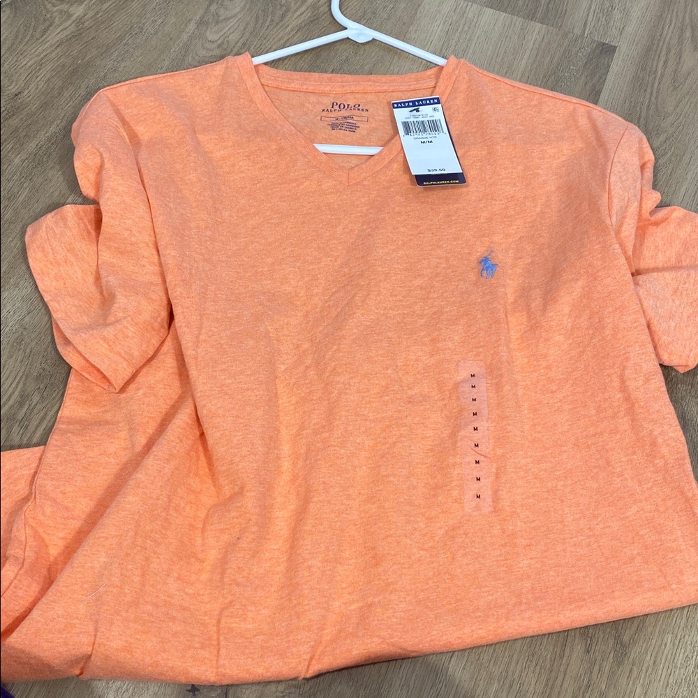 Polo Ralph Lauren Pompano Orange V-Neck Cotton Tee size Medium NWT - Picture 5 of 11